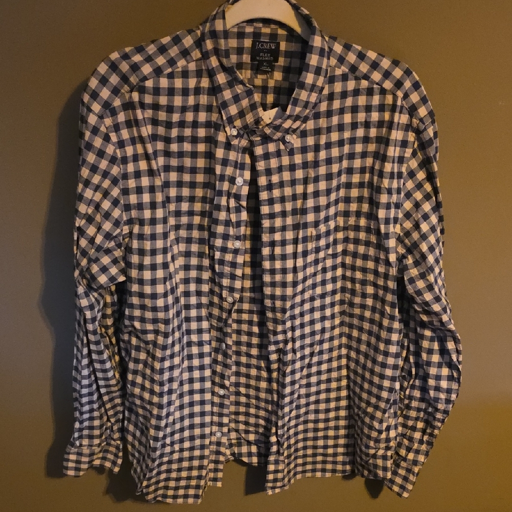 J. Crew Navy and White Plaid Men's Shirt